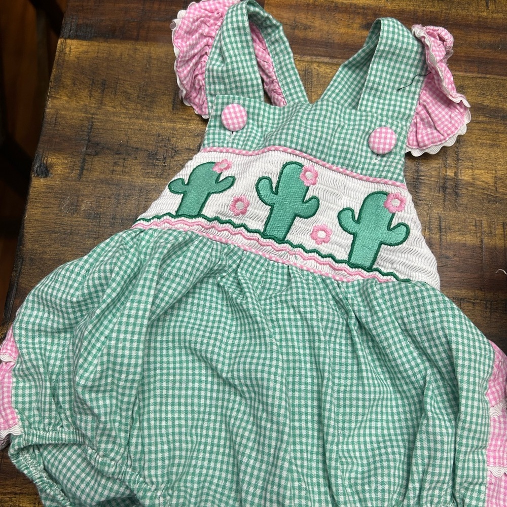 Green and Pink Cactus Baby romper